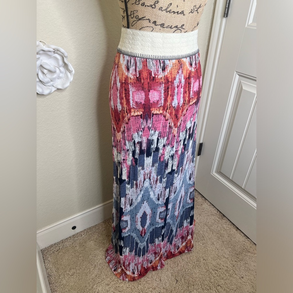 Anthropologie Vanessa Virginia Ikat Textured Pleated Maxi Skirt L - Picture 14 of 16